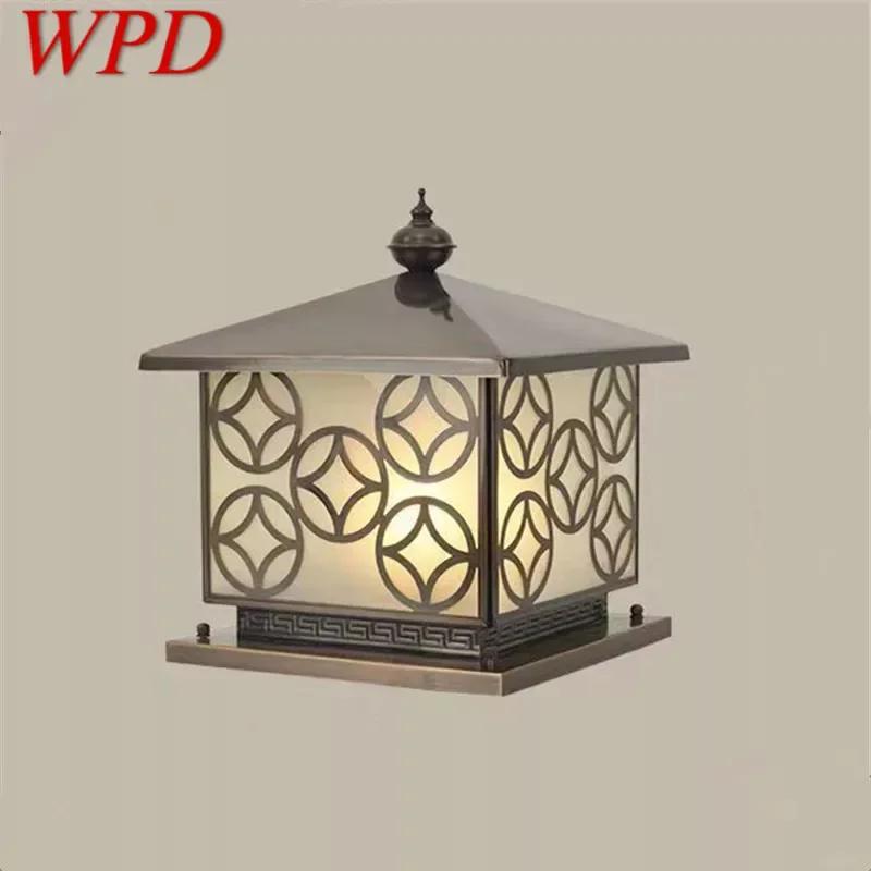 WPD 야외 전기 포스트 램프, 빈티지 창작 중국 황동 기둥 조명, 가정용 빌라 안뜰용 LED 방수 IP65